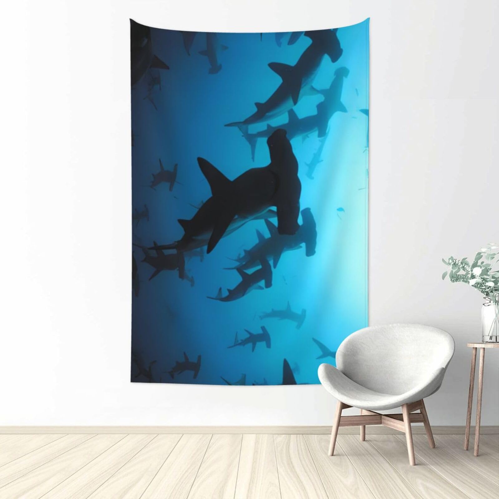 Tapisserie imprimée requins marteaux 152x101 cm déco murale - 8