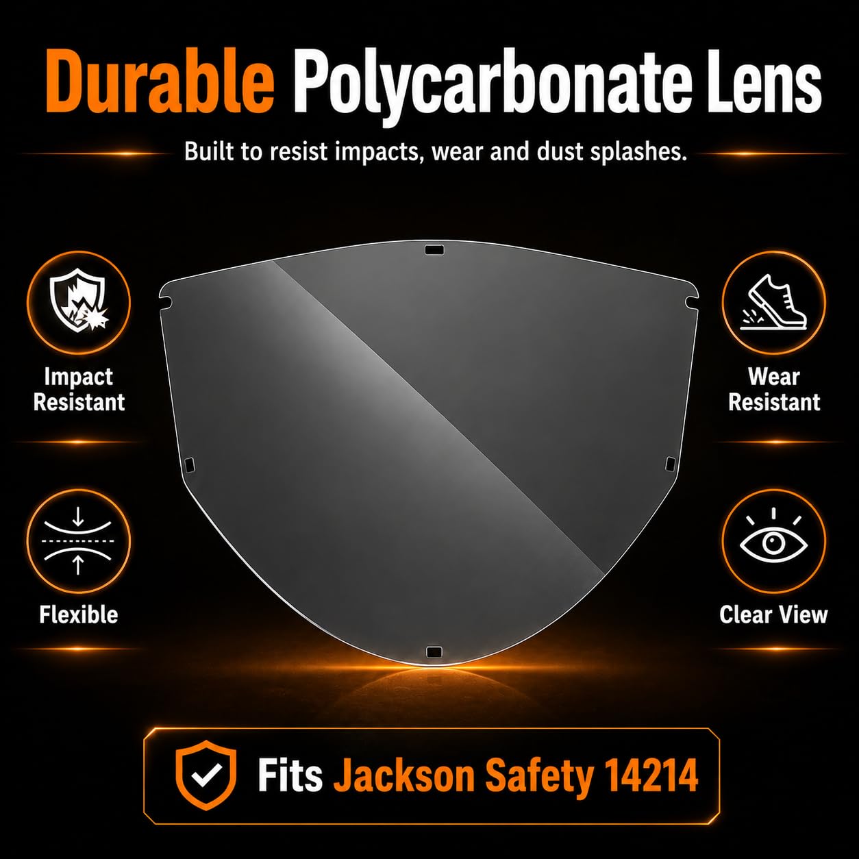 (5 Pack) Replacement Window Compatible with Jackson Safety 14214, Uncoated | For Jackson Safety MAXVIEW face shields/Clear uncoated polycarbonate resists impacts/Ideal for grinding/cutting construction