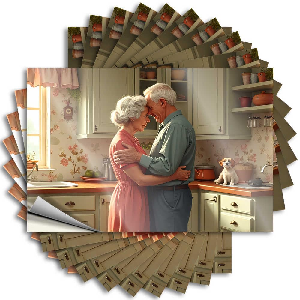 Fzfn Colour Garage Stuff For Guys Cover Decals | Romantic Kitchen Dance With Floral Charm Cats For Absorbing Decor(6X9cm)