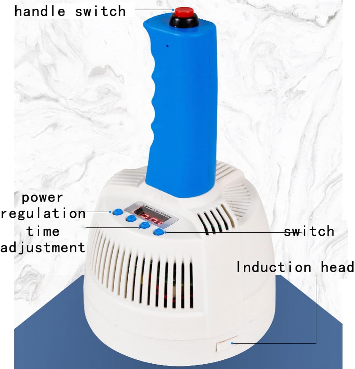 Induction Bottle Sealer, 20-100mm Seal Diameter, Electromagnetic Sealing Machine, 1-5 Adjustable Power Levels, with LED Display Screen, for Plastic Glass Bottles