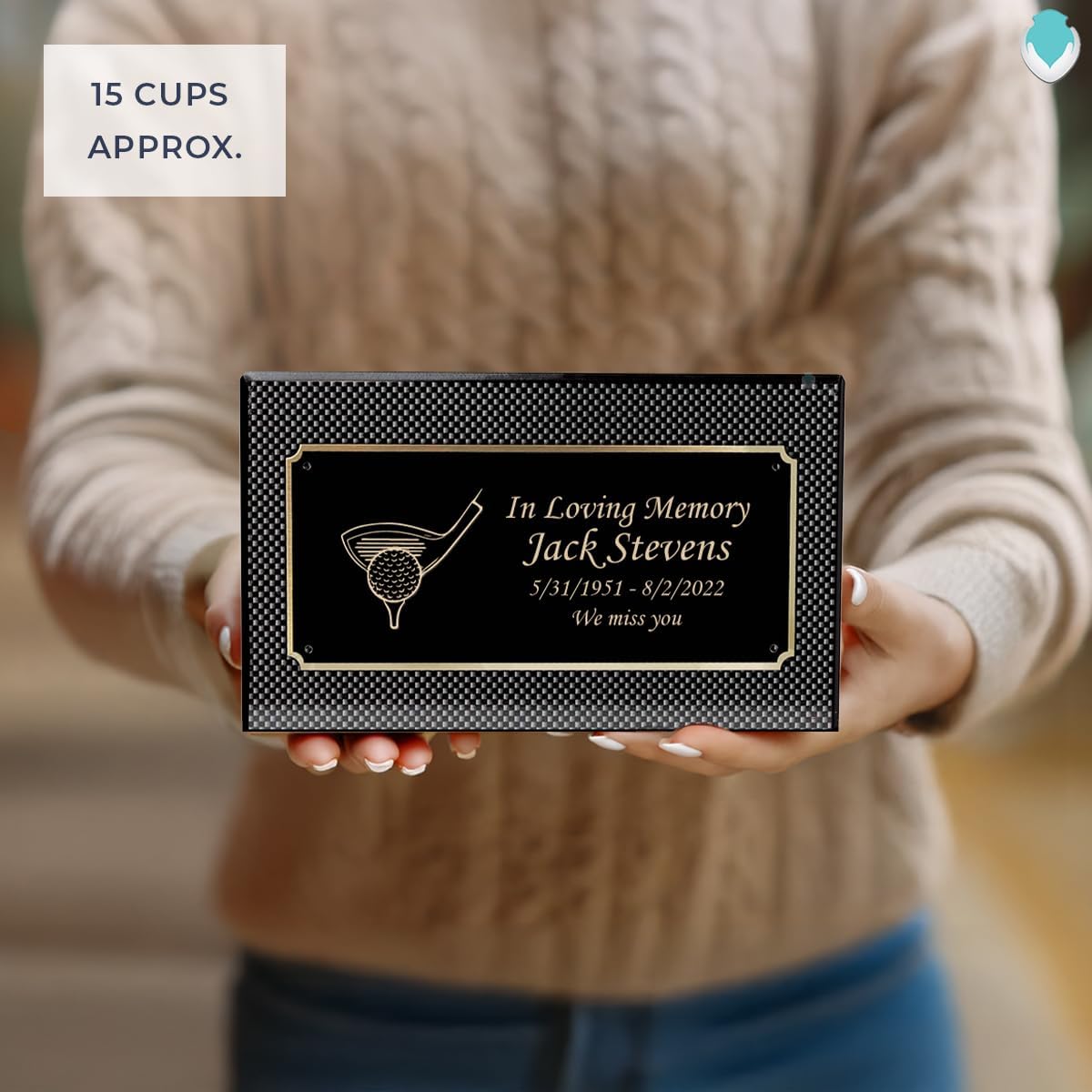 GetUrns Heritage Adult Carbon Fiber Cremation Urn Box for Human Ashes I Golf Custom Engraved Wooden Urns for Male and Female I 213lbs