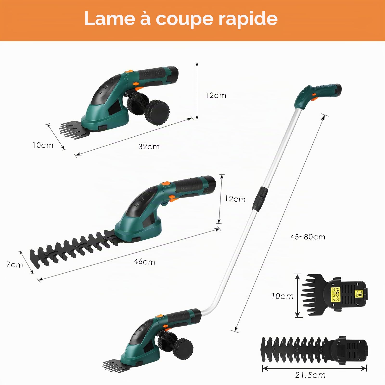 LIFERUN 2en1 Cisaille à Gazon 7.2V, Coupe Bordure sans Fil,Tondeuse à Gazon