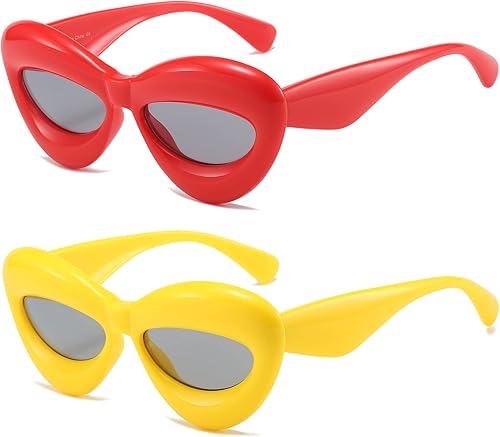 Miniatura 1 de SeeBand Gafas de sol infladas de moda con ojo de gato para mujer marco grueso de gran tamaño lentes de sol sexis para labios estilo moderno de
