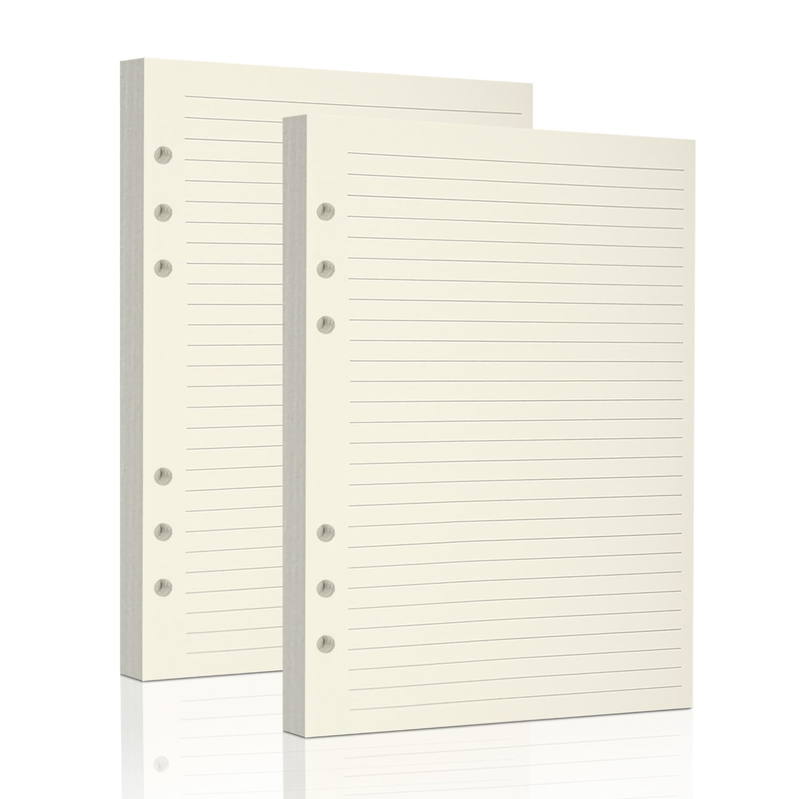 A5 Ruled Refills Inserts for 6-Hole Binder, 2 Packs Loose Leaf Planner Filler Paper,Planner Inserts (Beige Lined-160 Sheets, A5)