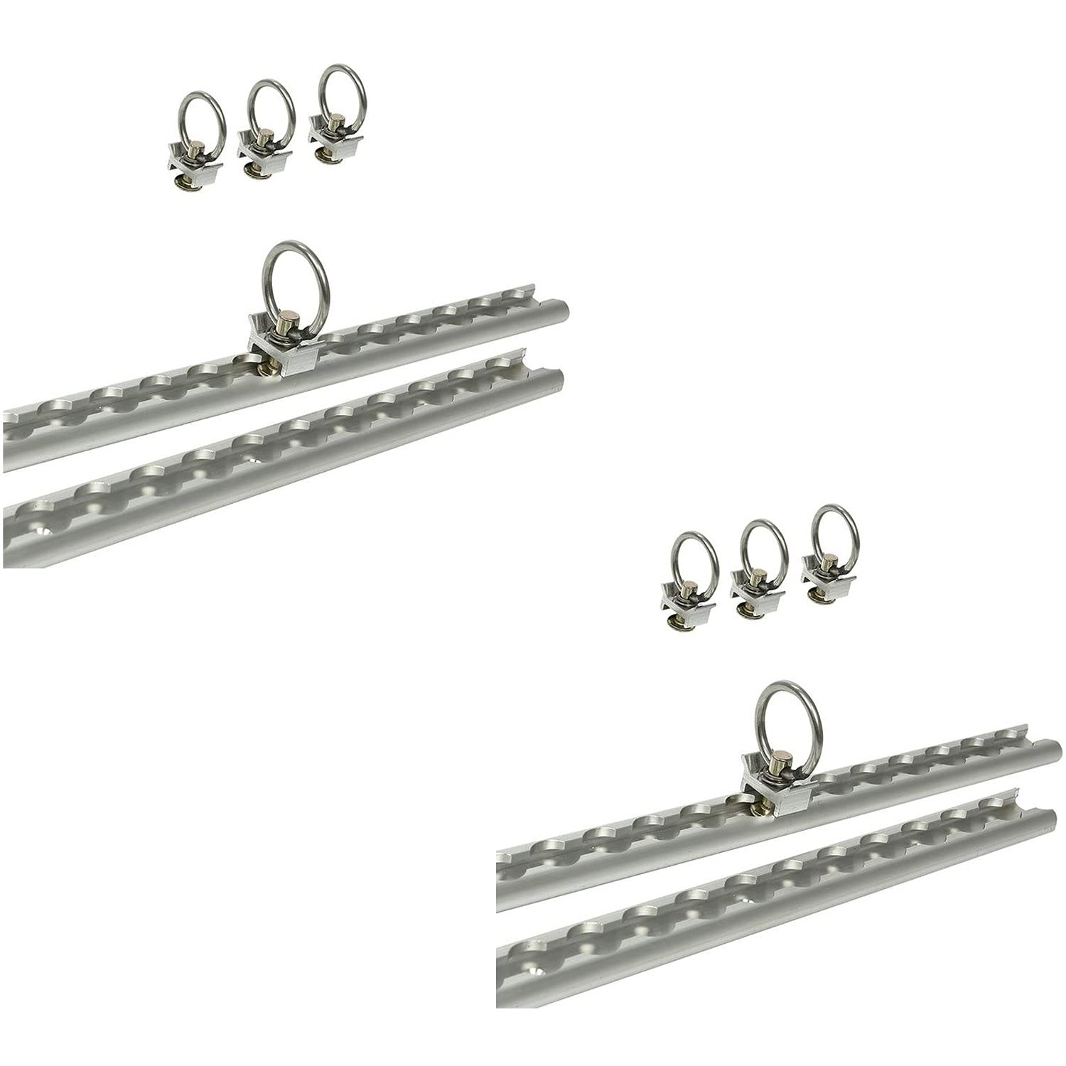 4 STK Airlineschiene 60 cm mit 8 Fittings, Zurrschienen 28 Schrauben | Set inklusive Schrauben, Belastung 8,31 KN bei 30 Grad, 8,59 KN bei 45 Grad Preiswert&Gut