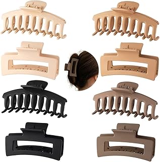8 Pack 4.3" Large Hair Clips,Claw Clips,Hair Clips for Women & Girls,2 Styles 4 Colors Internal tooth design Strong Hold Matte Claw Hair Clips for Women Thick Hair & Thin Hair, 90's Vintage Hair Clip