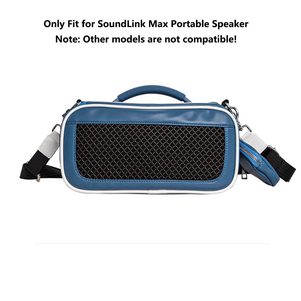 JOYSOG Reisetasche für Bose SoundLink Max tragbare Lautsprecher, schützender Aufbewahrungs-Organizer mit Mini-Tasche und Schultergurt, Blau