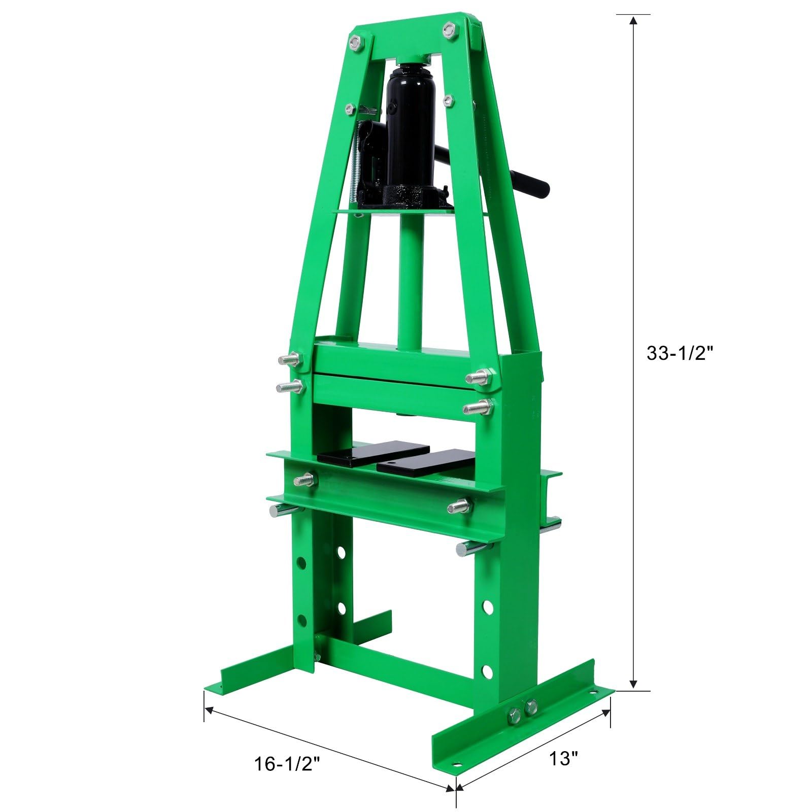 FRITHJILL Heavy-Duty 6-Ton Hydraulic Shop Press with Adjustable Height - Benchtop A-Frame Design for Auto Repair, Metalworking, and Industrial Applications, Green