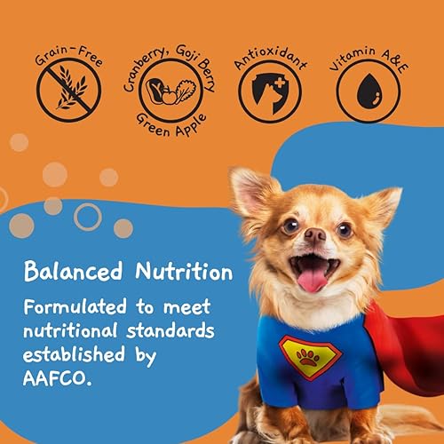 Miniatura 4 de MOOCHIE Alimento húmedo para perros pequeños sin granos, aumenta el sistema inmunológico, pato, arándano y bayas de Goji, sin sabores artificiales