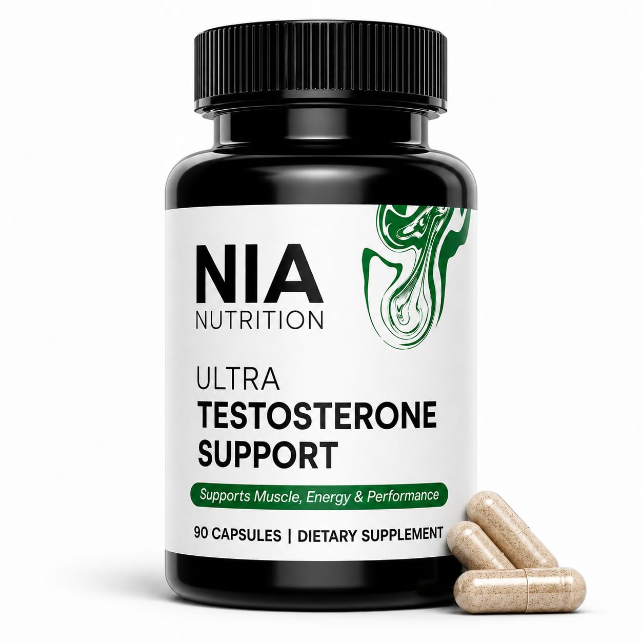 NIA NUTRITION Suplemento masculino com Tongkat Ali, Tribulus, magnésio e zinco, 90 cápsulas