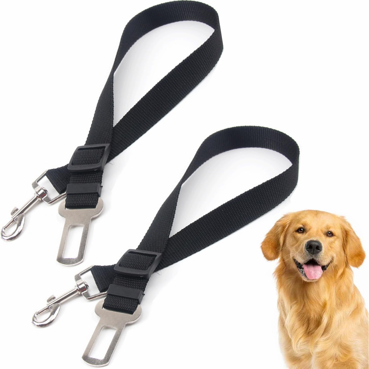 2 Pack Dog Seat Belt for, Adjustable Nylon Pet Seatbelt, Supports All, Seatbelt for Dogs in, Dog Car Leash Seat Belt, Cats and Ferrets Seat Belt Harnesses