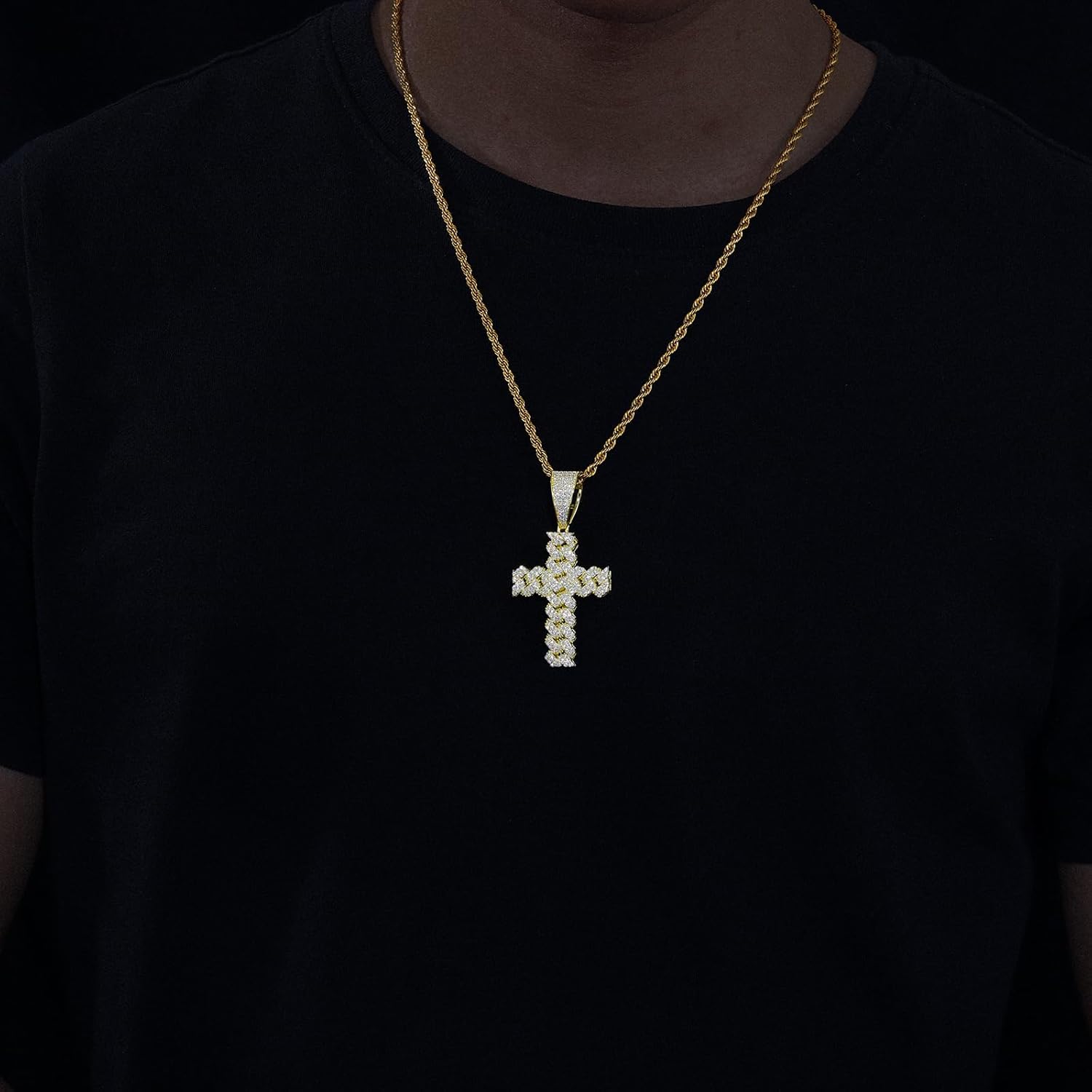 Moissanite Cross Necklace 2.7 Carat Iced Out Moissanite Cross Pendant 925 Sterling Silver Cross Chain Necklace D Color VVS1 18k Gold Plated Christian Pendant - Image 9