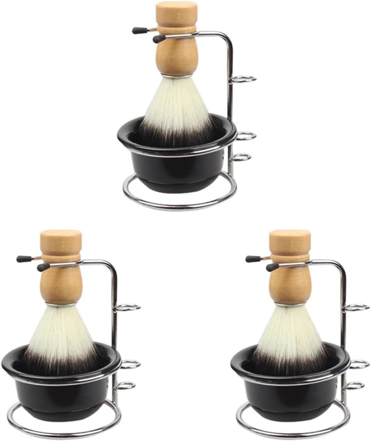 Beaupretty 3sets Men Shaving Kit Safety Razor Shaving Brush Bowl Stand Wet Shave Essential for Dad