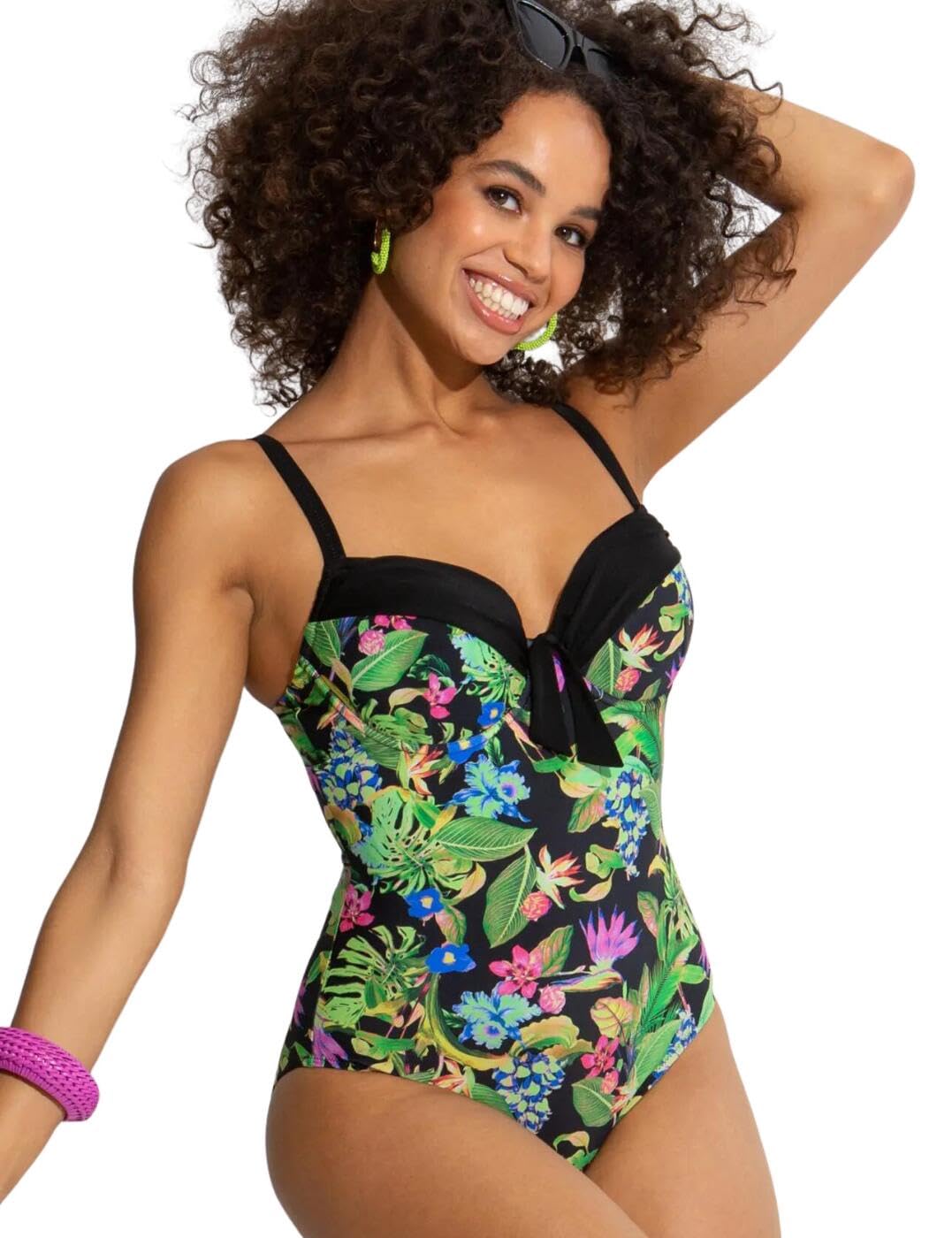 Pour Moi Women's Multis 29505 St Lucia Padded Underwired Swimsuit 32D
