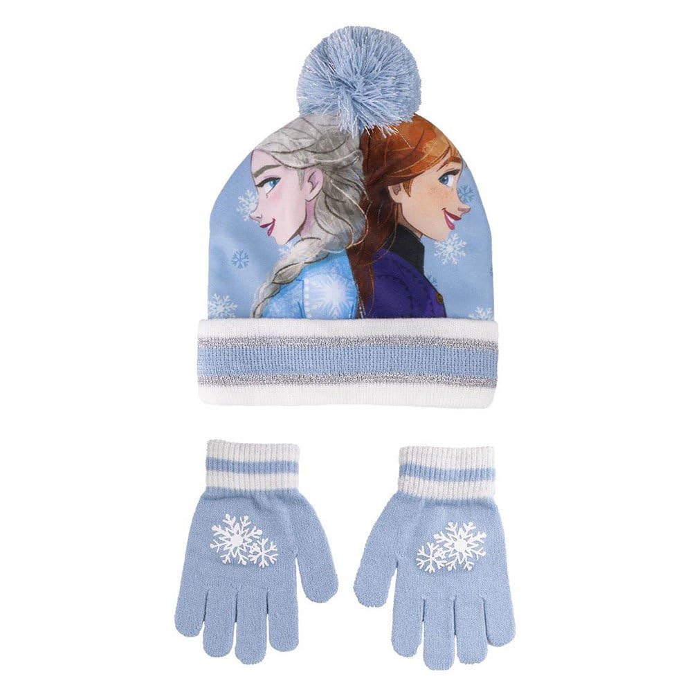 Disney Conjunto de Gorro y Guantes de Frozen, Azul, Estándar para Niños