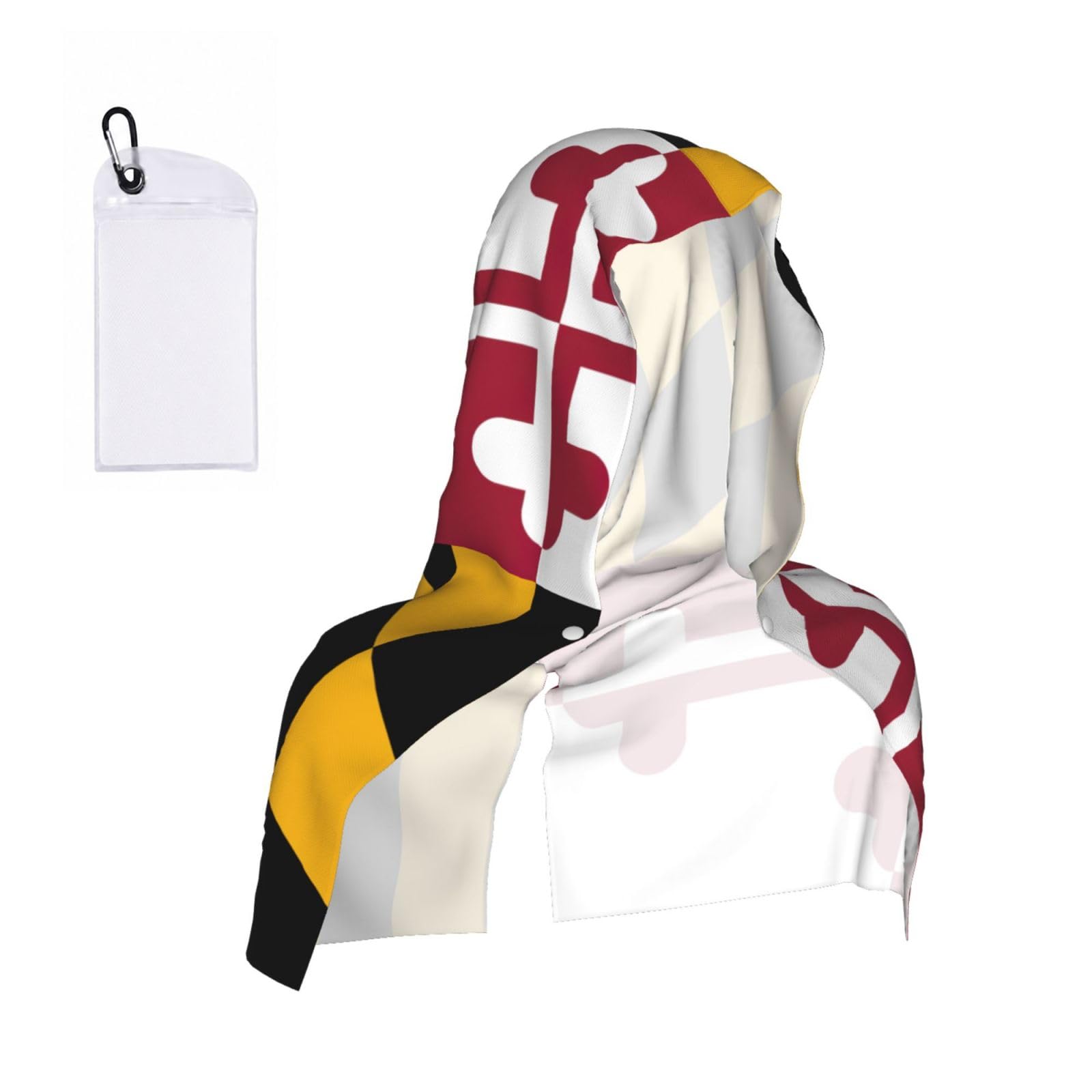 DUWAA Maryland State Flag Print Reusable Hoodie Cooling Neck Wrap, Hot Weather Outdoor Sports Workout Head Towel For Stay Chill
