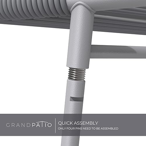 Miniatura 6 de Grand Patio Outdoor Acapulco - Juego de bistró de acero de 3 piezas asiento pequeño de mimbre de tejido abierto con respaldo reclinable para balcón