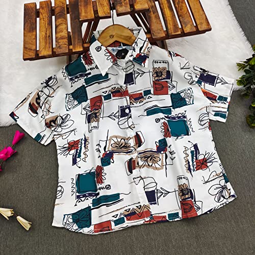 Image of GRECIILOOKS Shirt for Women`s | Womens Printed Half Sleeve Shirt | Casual Loose fit Tops | Comfortable Rich Korean Style Crop top for Women