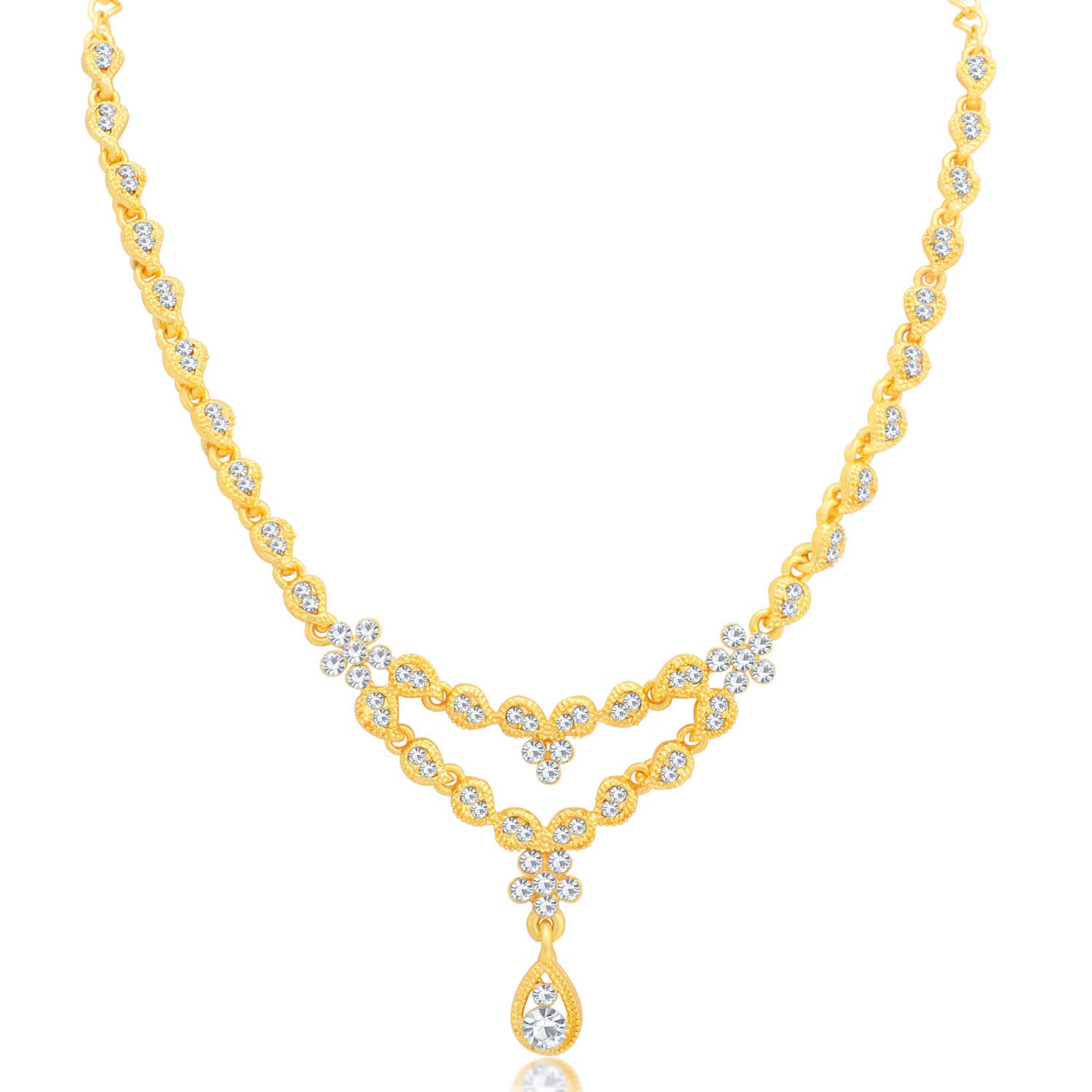 Charming Plated Wedding Jewellery Austrian Diamond Necklace Set