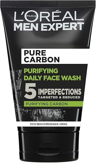 L'Oreal Paris PROFESSIONAL PARIS Men Expert, Pure Charcoal Purifying Daily Face Wash for Men P2-100ml