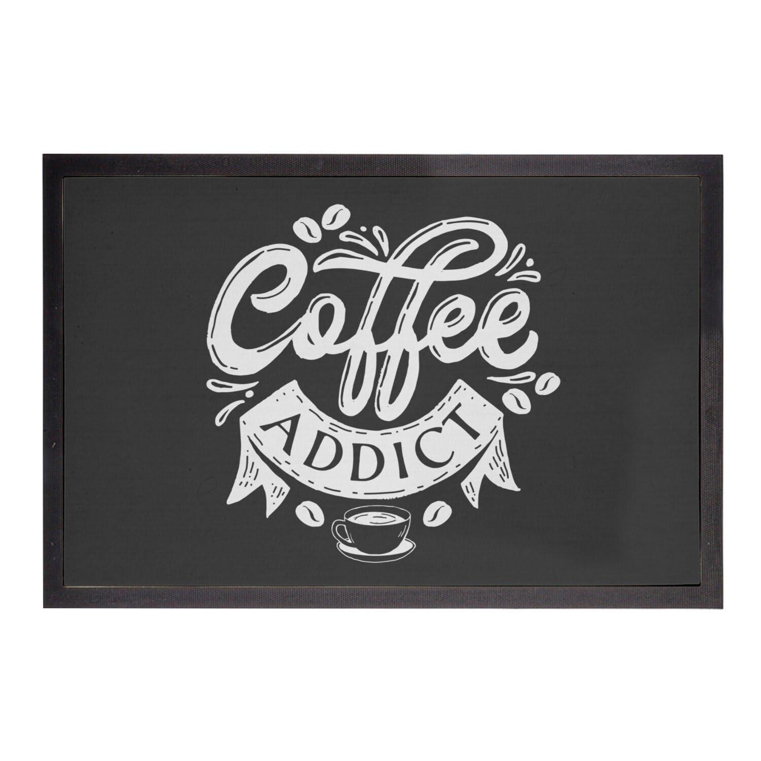 Paillasson noir Coffee Addict évite les traces de pas 60x40cm