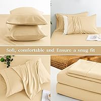 Vista 219 de HENGWEITEXT 18 Inch Cal King Sheets Deep Pocket,4 Piece Sheet Set Breathable and Cooling,Microfiber Sheet Set Deep Pocket,Wrinkle Free Shrinkage &