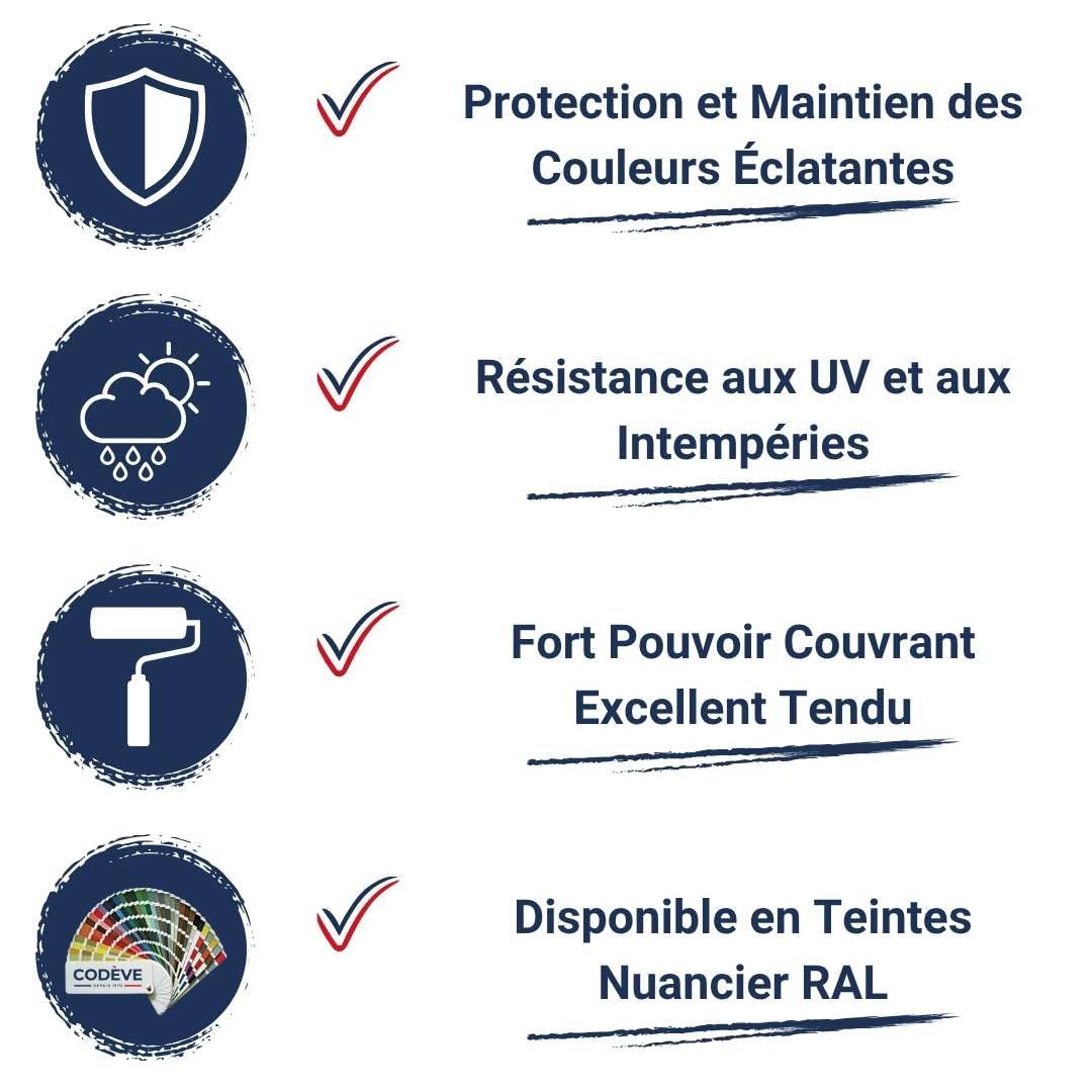 Peinture Volets Bois - Codeve Bois/RAL 9010 - Blanc pur - 5L - Intérieur/extérieur - Pour La Protection De Votre Volet, Persienne, Fenêtre, Portail Bois.