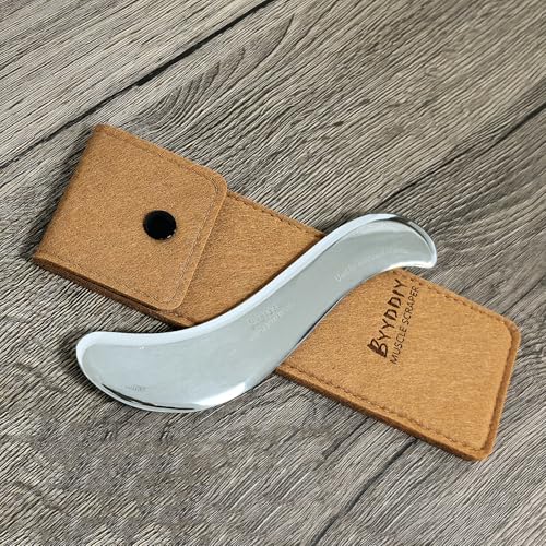Image of BYYDDIY 6.3 inch Stainless Steel Gua Sha Muscle Scraper Tool,Scar Tissue Tool,Physical Therapy Tools,Muscle Scraping Tool,Guasha Massage Scraper,IASTM Tools (S.S-1)