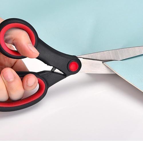 Miniatura 7 de Tijeras para zurdos de 8 pulgadas, hoja afilada de acero inoxidable, mango esmerilado, tijeras zurdas gruesas ideales para manualidades, oficina,