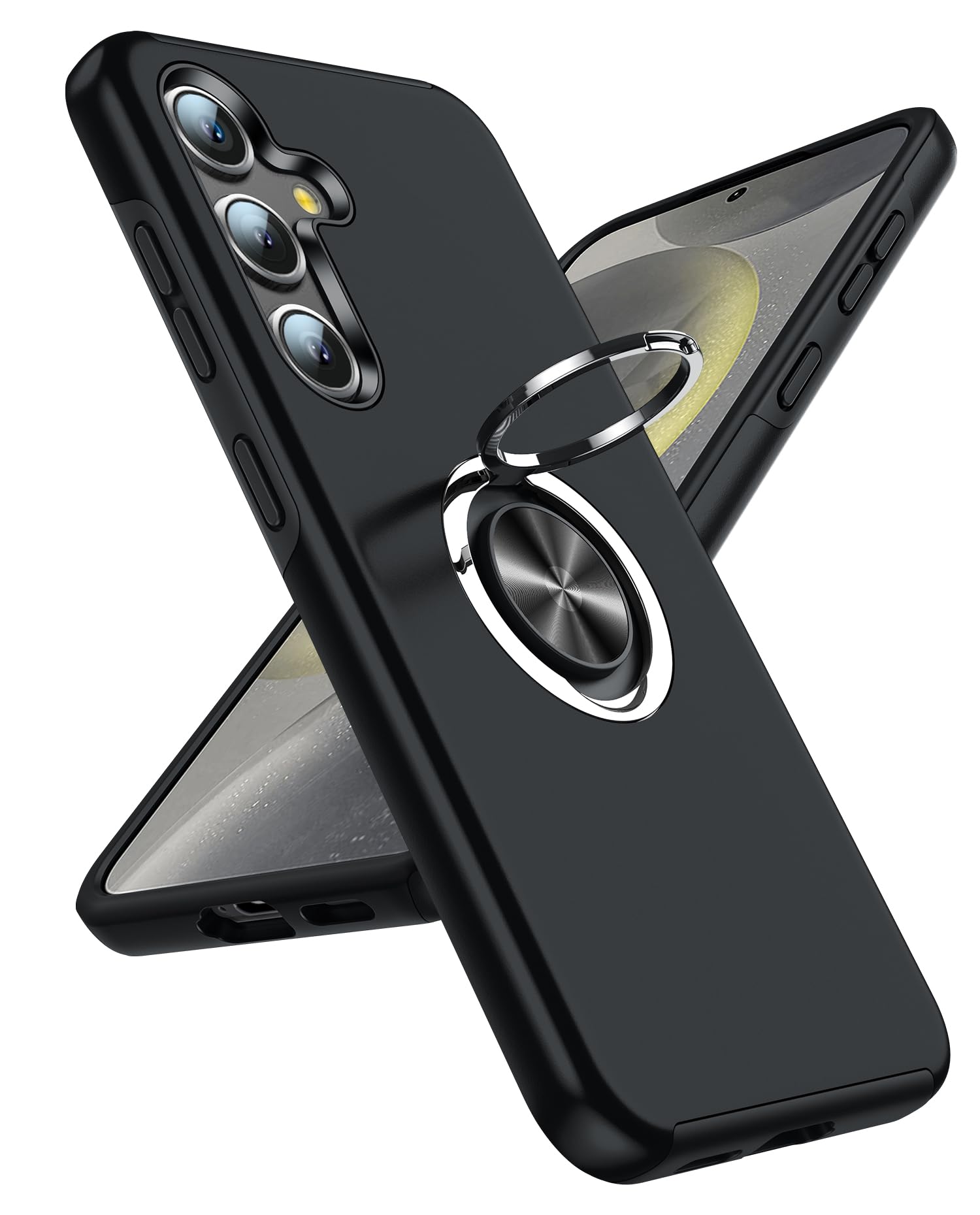 LeYi Hülle für Samsung Galaxy S25 Plus 5G / S25+ 5G Handyhülle mit 360° Drehbare Ringhalter, TPU Militärschutz Hybrid Ständer Schutzhülle Standard Stoßfest Kratzfest S25 Plus Case Schwarz