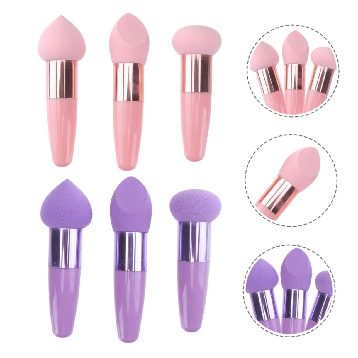 PLAFOPE 2 Set di Spugne per Cosmetici e Pennelli per Viso in Lattice Impugnatura Ergonomica per Applicazione Precisa di Fondotinta e Correttore