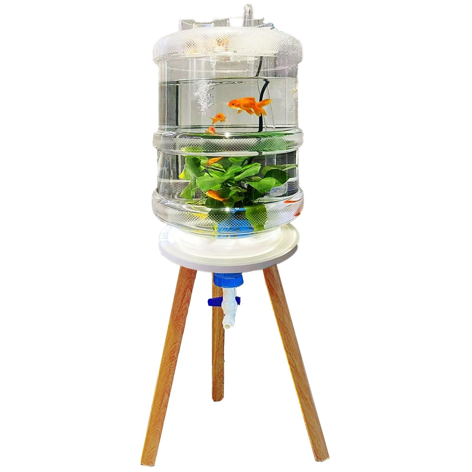 Aquarium Starter Kit, 20l Fish Tank - Bottom Drain Valve Design, Easy To Change Water And Clean, With Stand, Aquarium Bucket, Faucet, Oxygen Pump, Filter, Light, Drain (Size:Aquariums and accessories)