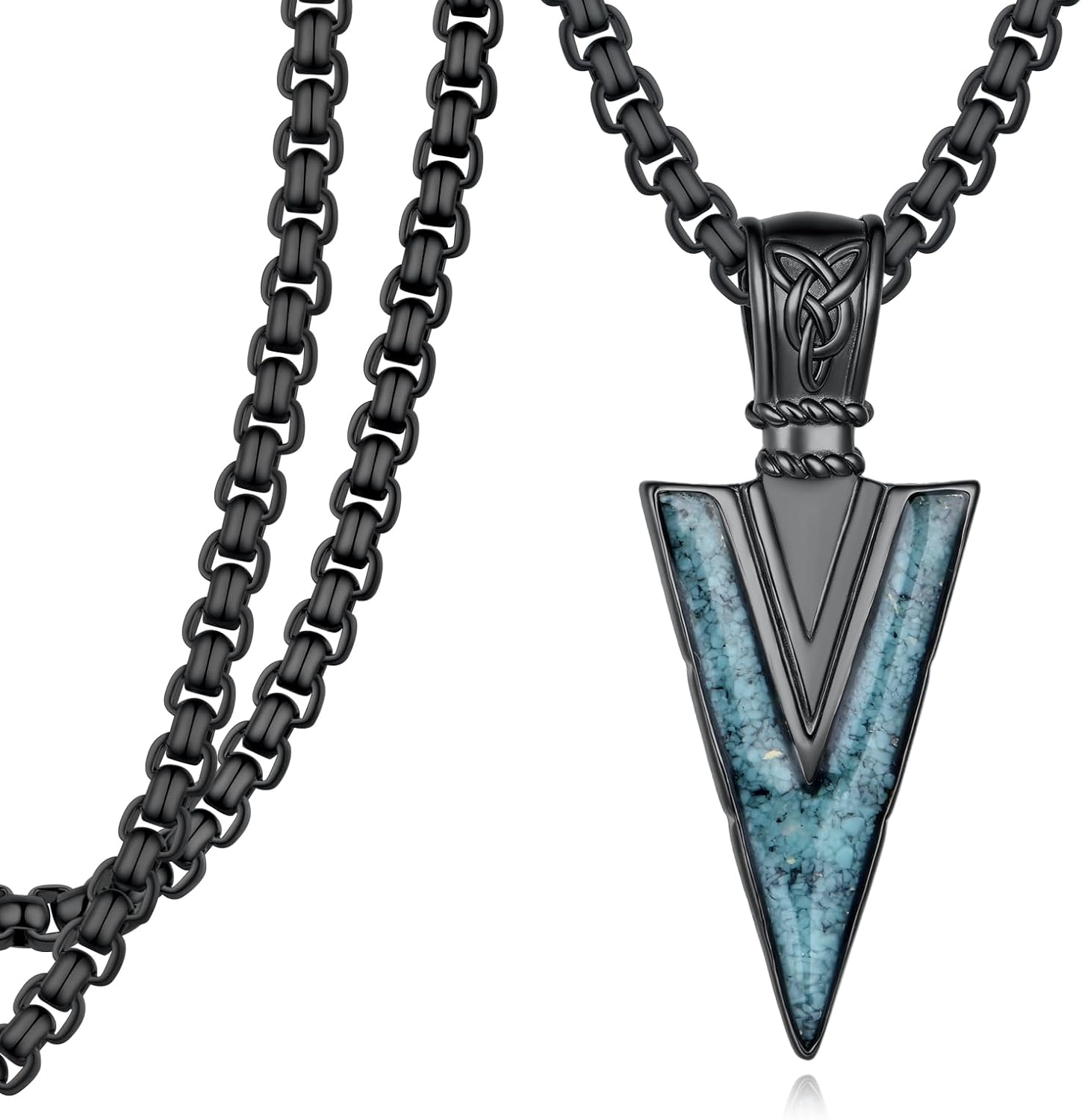 Vikings Necklace for Men S925 Sterling Silver Turquoise Arrowhead Necklace Vikings Jewelry Gifts for Men Women