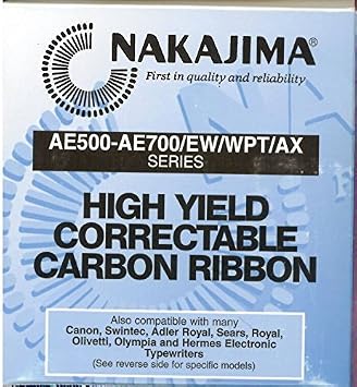Standard Yield Correctable Carbon Film Typewriter Ribbon Cartridge. for Nakajima and Other Typewriter Brands.
