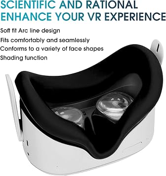 Facial Interface for Oculus Quest 2 Face Cover Pad for Meta Quest 2 Sweat-Proof PU Foam VR Accessories Enhanced Comfort Replacement Face Pad Cushion Compatible with Meta Quest 2 Accessories Black 1pcs