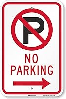Vista 1 de SmartSign Letrero de "No Parking" de 18 x 12 pulgadas con flecha derecha, aluminio de 63 mil, material reflectante laminado 3M, rojo, negro