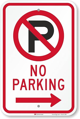 Miniatura 8 de SmartSign Letrero de "No Parking" de 18 x 12 pulgadas con flecha izquierda, aluminio de 63 mil, material reflectante laminado 3M, rojo, negro y