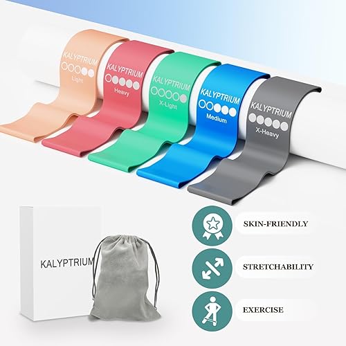 Miniatura 3 de Juego de bandas de resistencia  Bandas de ejercicio de 5 niveles para terapia físicayogapilatesentrenamiento de fuerzabandas de bucle de fitness en