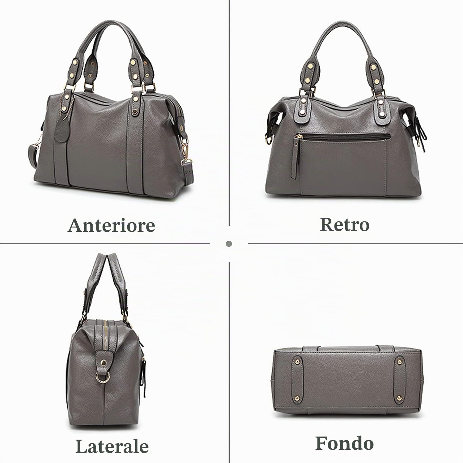 Elegante Borse a Mano Donna Borse a Spalla Borsa a Tracolla Impermeabile Borsetta in Pelle PU per Lavoro Viaggio Incontri Nero