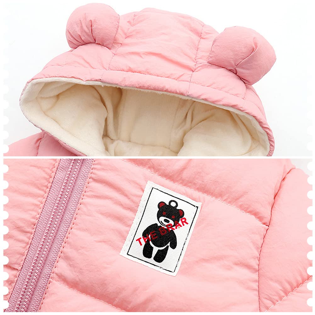 Combinaison de Neige Bébé Garçon Fille Barboteuse à Capuche Plus Velours Combinaison de Ski Grenouillère Épaissie pour Hiver
