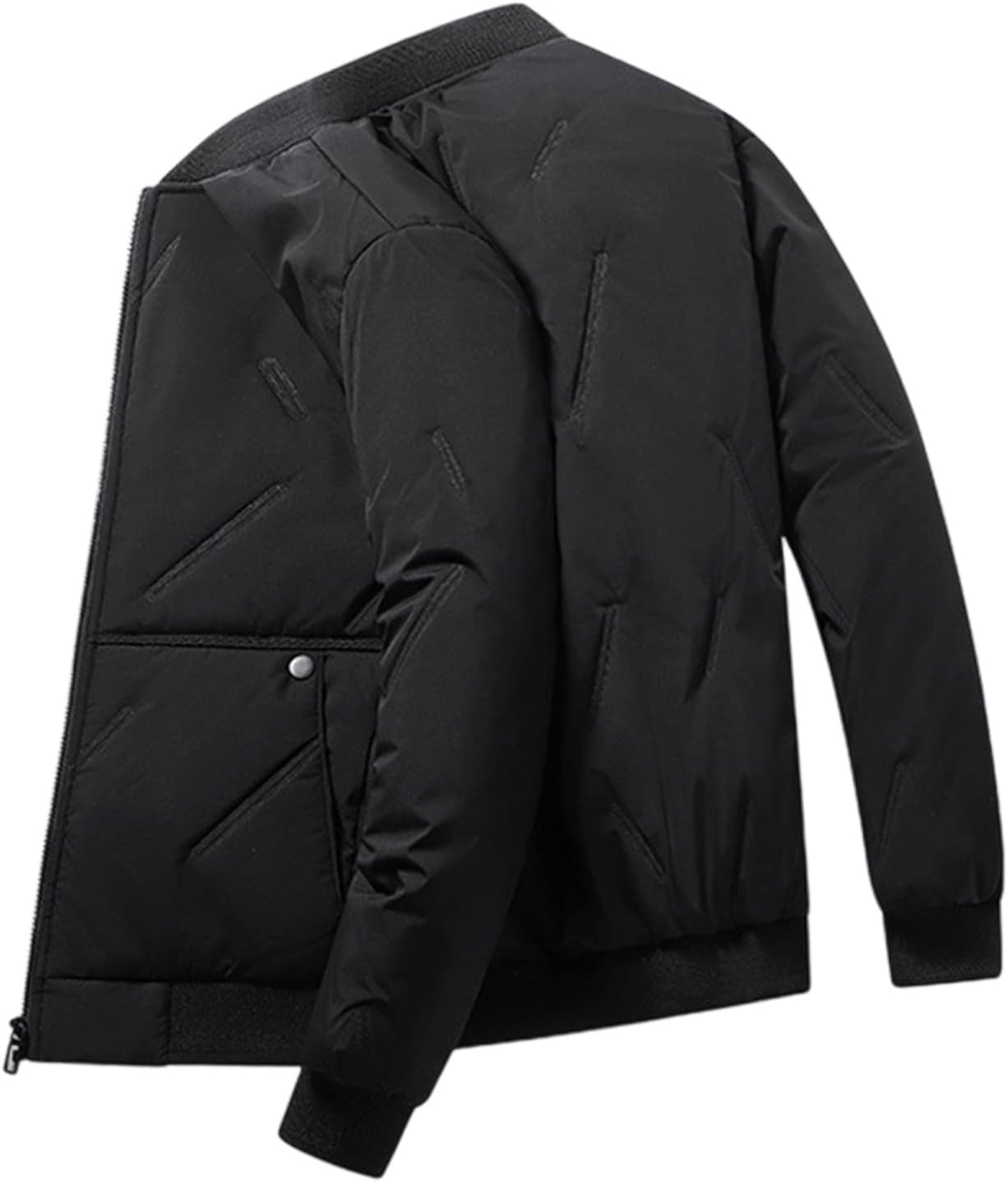 Men’S Puffer Jacket Zipper Coat With Pockets Retro Bubble Bomber Jackets Outwear For Winter, M-3XL