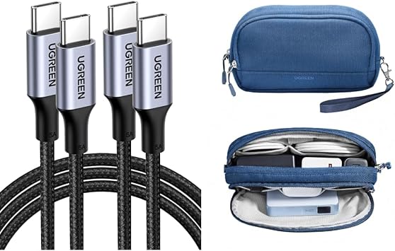 UGREEN USB Type C Cable, PD Compatible, 100W/5A, Ultra Fast Charging & UGREEN Gadget Pouch, Compact, PC Peripheral Accessories, Storage Case
