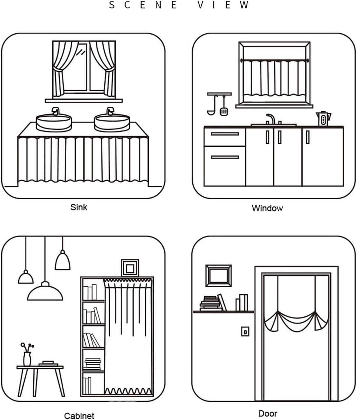 Short Curtain for Small Window Solid Blue Sheer Voile Triangle Shape Valance with Pendant Tassel Window Treatment Valance Window Panel Drapes Half Curtain