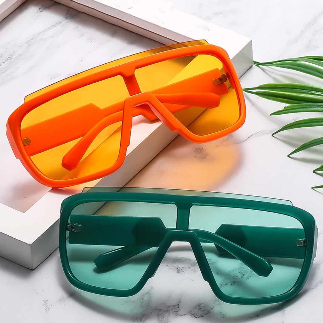 Oversized Sunglasses for Women Men,Steampunk One-piece Luxury Trendy Sports