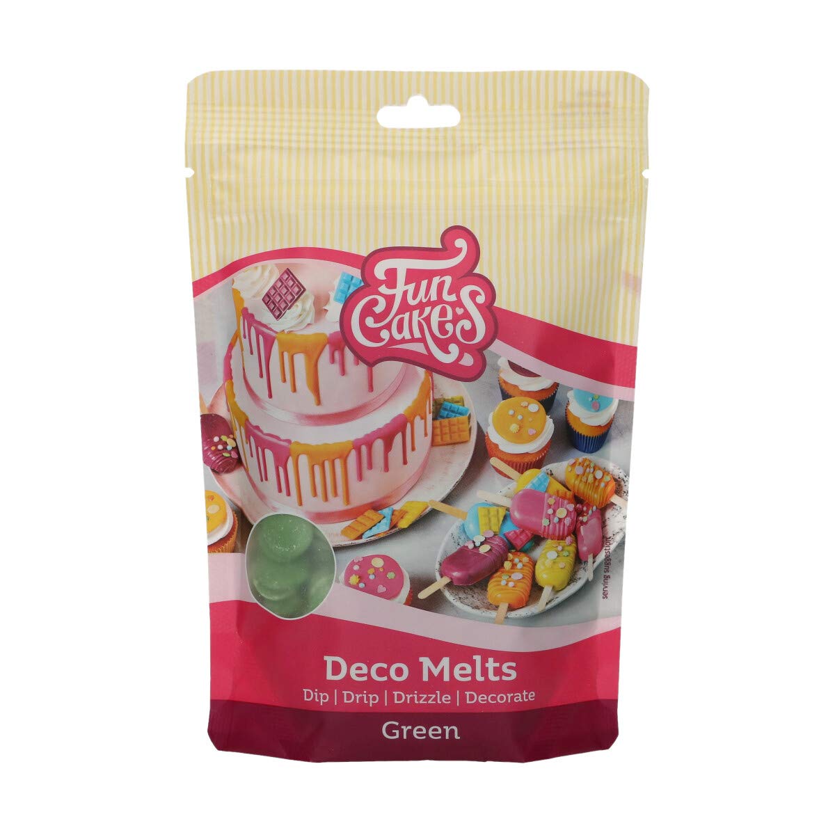 FunCakes Deco Melts Grün - Tauchen, drippen, dippen und dekorieren! In der Mikrowelle schmelzen und in jede Form gießen, 250 g