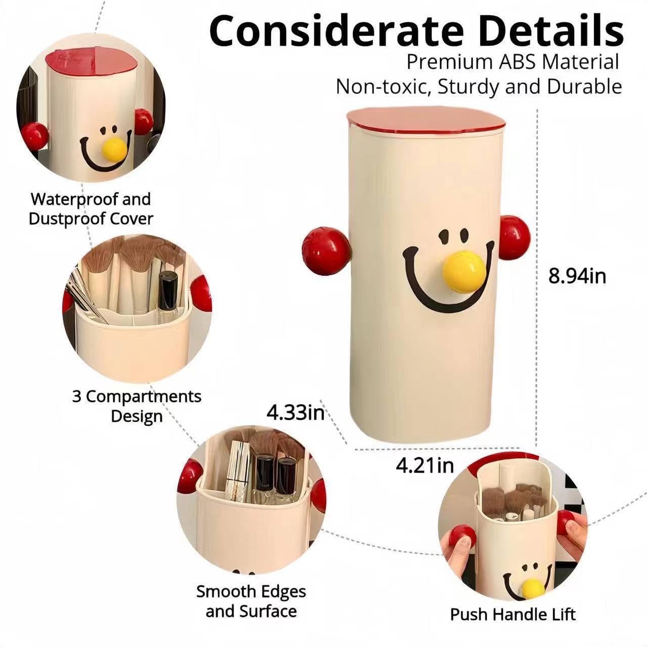 Cute Clown Pen Holder for Desk Kawaii Office Supplies Cubicle Decor Workspace Accessories Makeup Organizer Pencil Cup Aesthetic Caddy for Home Office (Red)