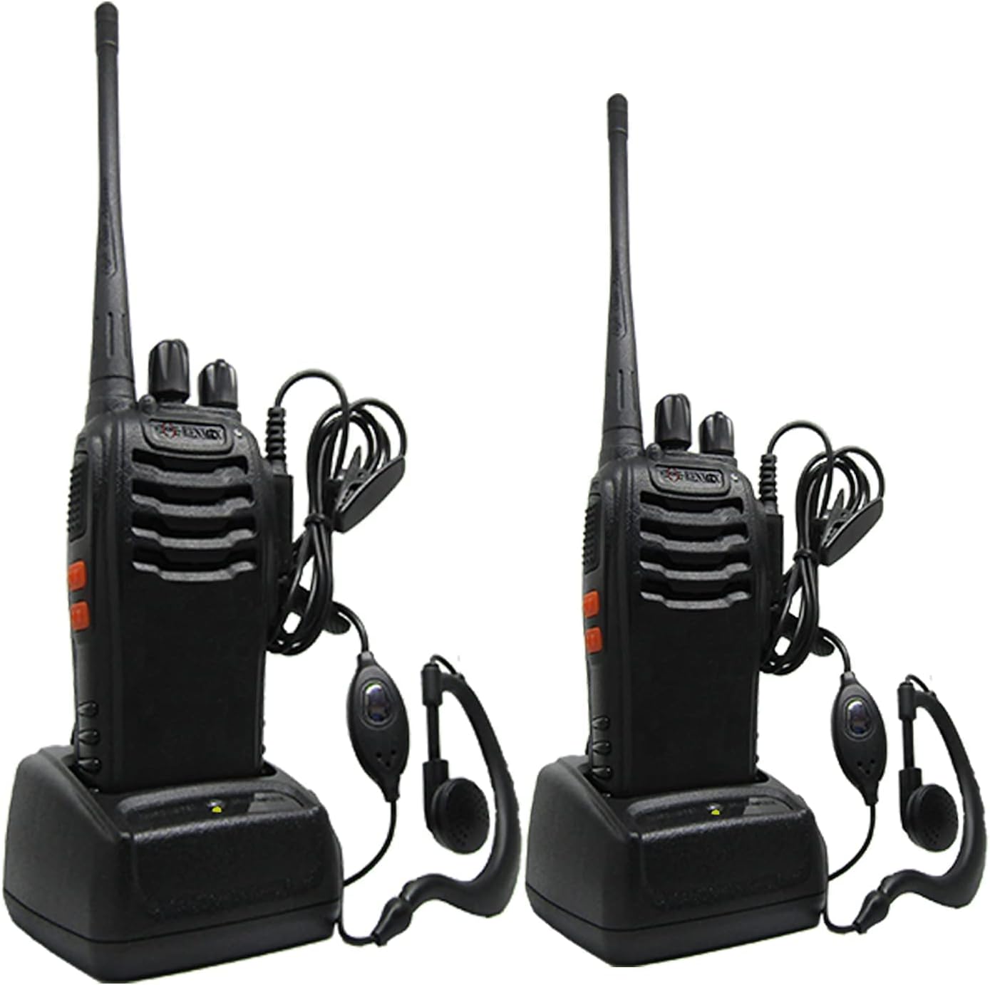 RENMAX UHF Rechargeable CTCSS/DCS Amateur Radio 16Ch Long Range Walkie Talkie with Earpiece Black- 2Pack