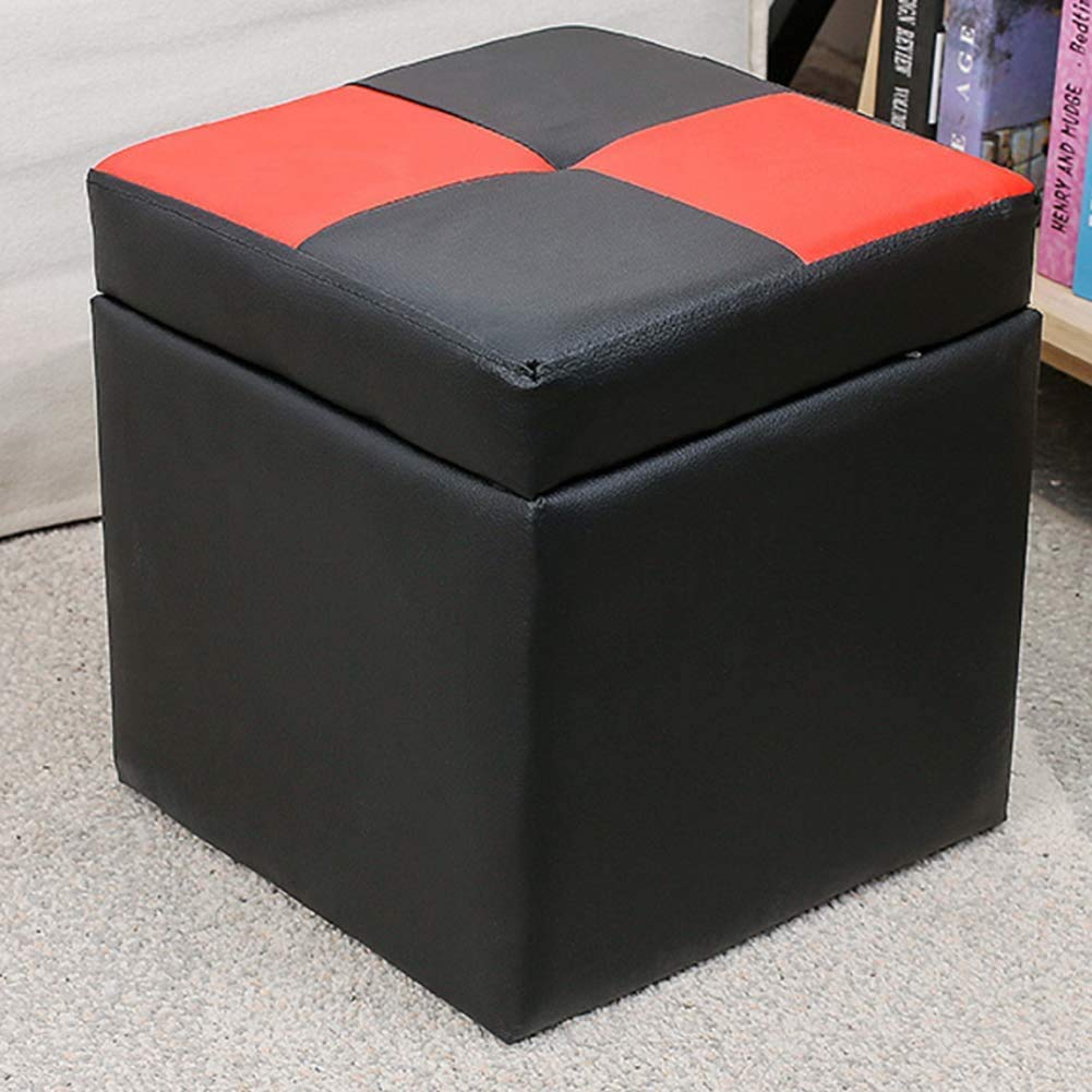 Pouf de rangement cube en similicuir 30x30x32 cm avec couvercle à charnière