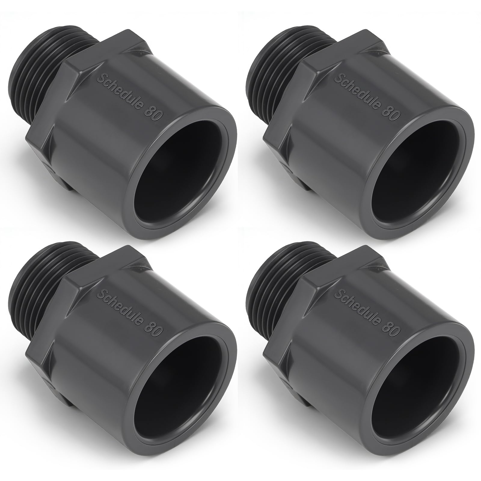 8 Pcs 3/4 Inch PVC Pipe Fitting Male Adapter Schedule 80 Socket x Npt Compatible with 836 Series Heavy Duty Industrial Grade Corrosion Resistant Plumbing Irrigation Connector for Water