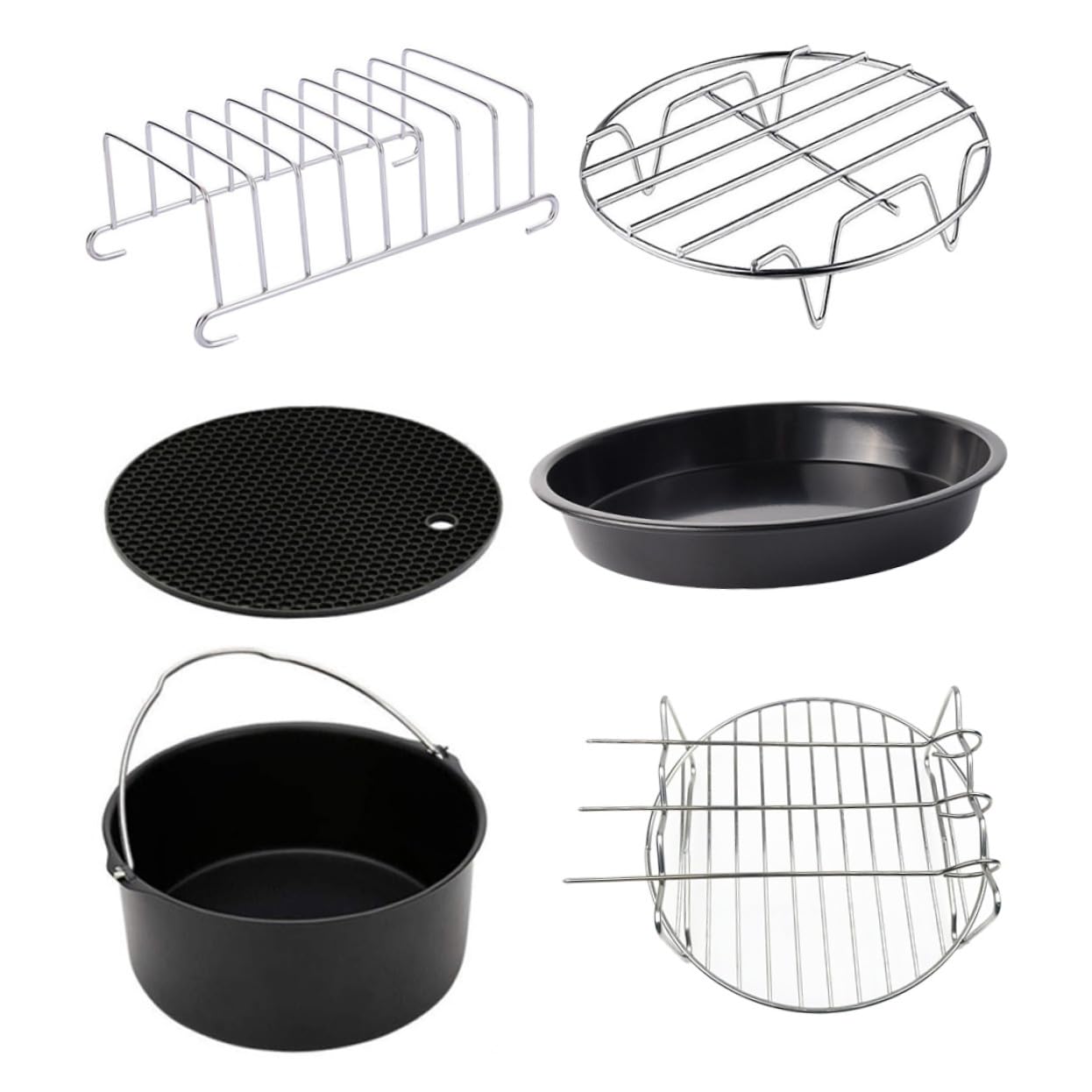 Cabilock 6pièces Friteuse à Air Chaud Kit Poêles à Frire Inoxydable Ustensiles De Cuisine Pour Plats Sauce Et Desserts